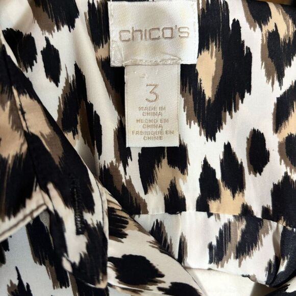 Chicos Top Womens XL 3 Multicolor Animal Print Collared Button Up Blouse - Picture 7 of 9